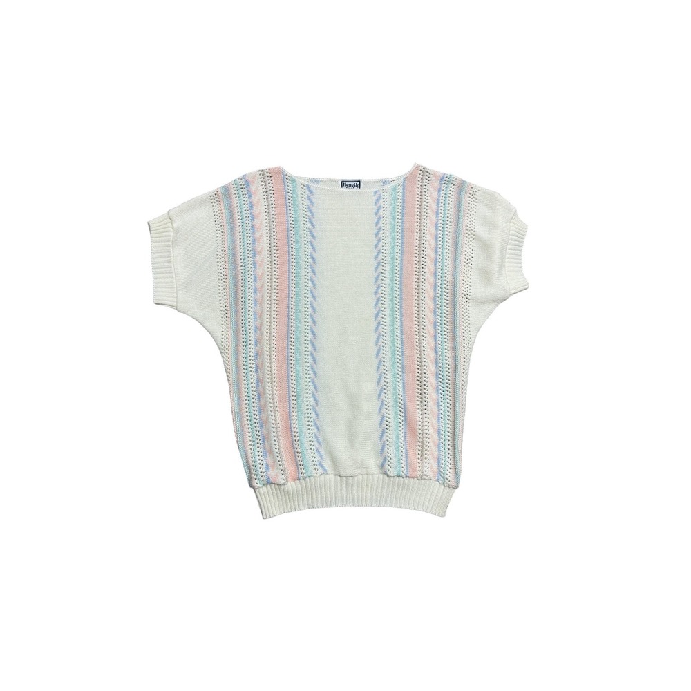Vintage‎ Keneth Too! Sweater Womens Large Pastel Striped Dolman Knit Boat Neck